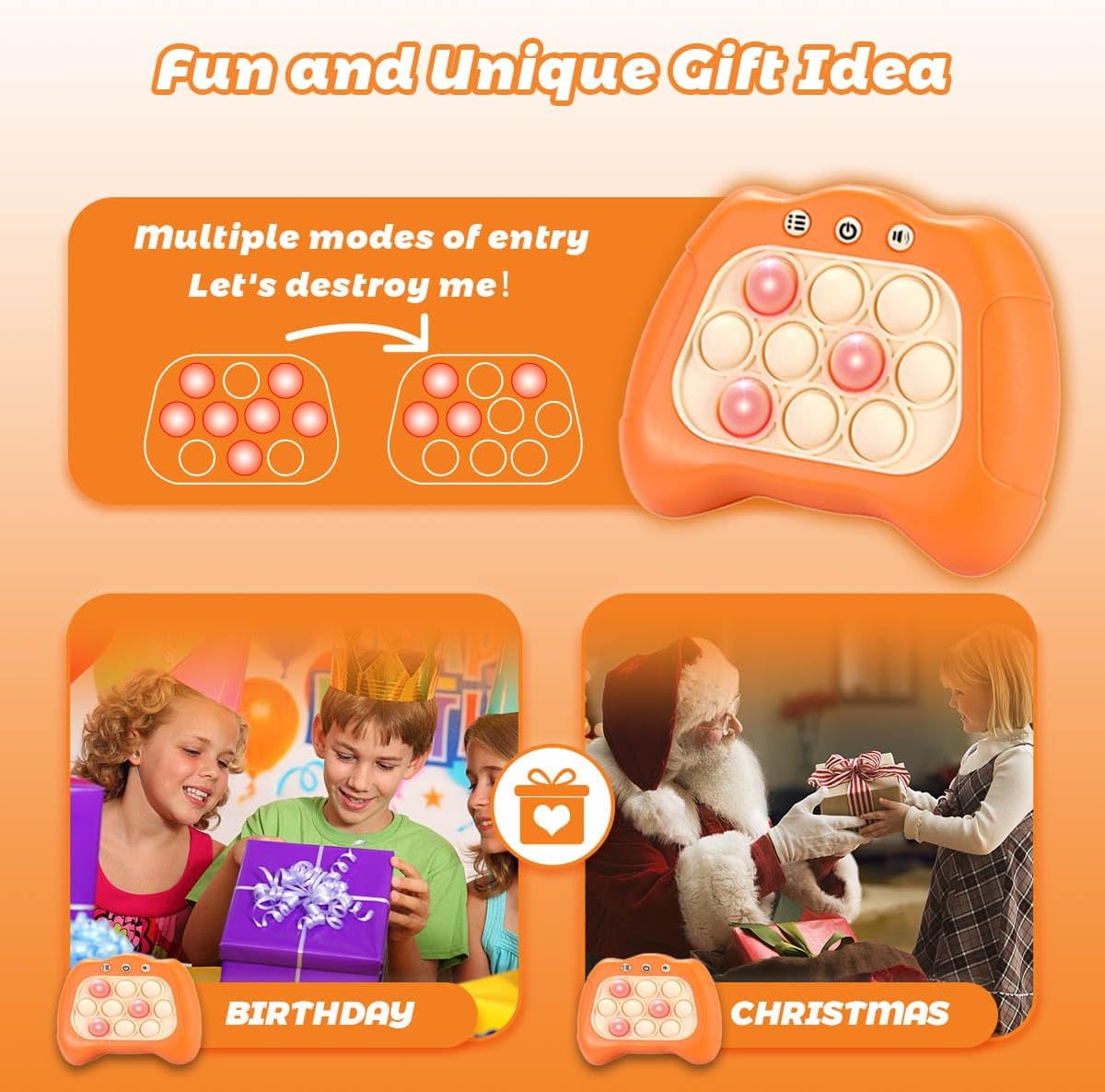 Children Quickly Push Toy Games, Adults Quickly Push Handheld Game Toys, Bubble Pressure pop-up Light Games, Birthday, Boys and Girls Autism Relief, Multiplayer PK