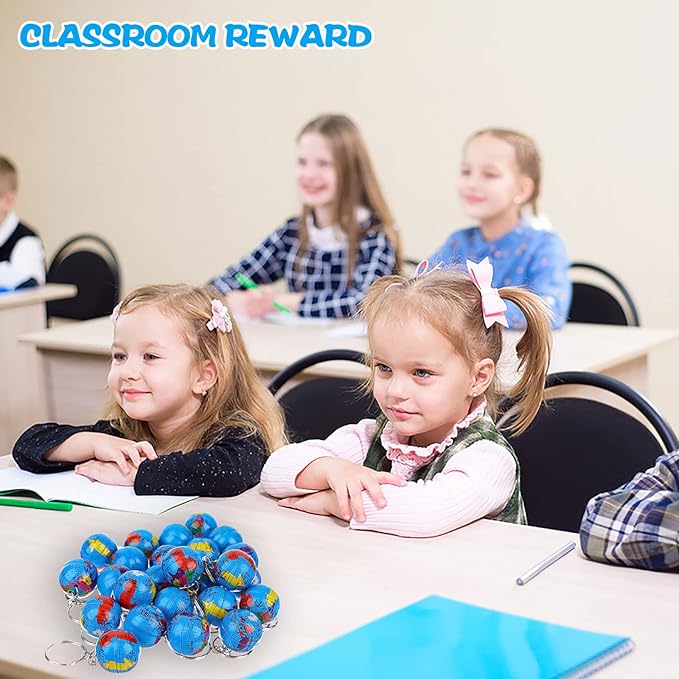 1" Globe Keychains Earth Globe Key Chains Mini Backpack Hook for Travelers