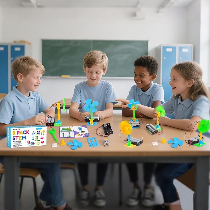 Bulk STEM Kits - 8 Set Electrical Fans, Girls Boys Crafts Science Kits for Kids Age 8-12, STEM Toys for Boys 6-8 8-10 6 7 8 10 12 13 Classroom, Engineering Activities Experiments Projects Circuit