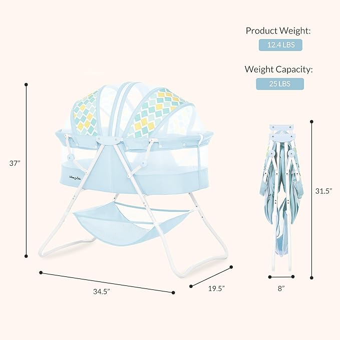 Karley Bassinet for Newborns | Award-Winning 2021 National Parenting Product & Mom’s Choice Winner | Portable Lightweight Bassinet with Adjustable Canopy, Dual-Sided Mattress & Storage Bag