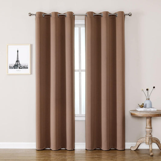 ChrisDowa Blackout Curtains 78 inches Long for Bedroom - 2 Panels Set Grommet Thermal Insulated Room Darkening Curtains for Living Room (Cappuccino, 42 x 78 Inch)
