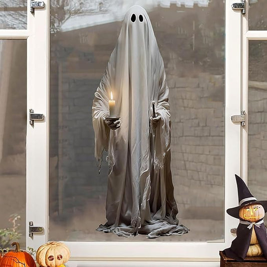 Halloween Window Clings for Glass 2 Sheets Ghost Window Decals Spooky Window Stickers Reusable Windows Cling for Halloween Fall Party Supplies Home School Office Glass Decorations