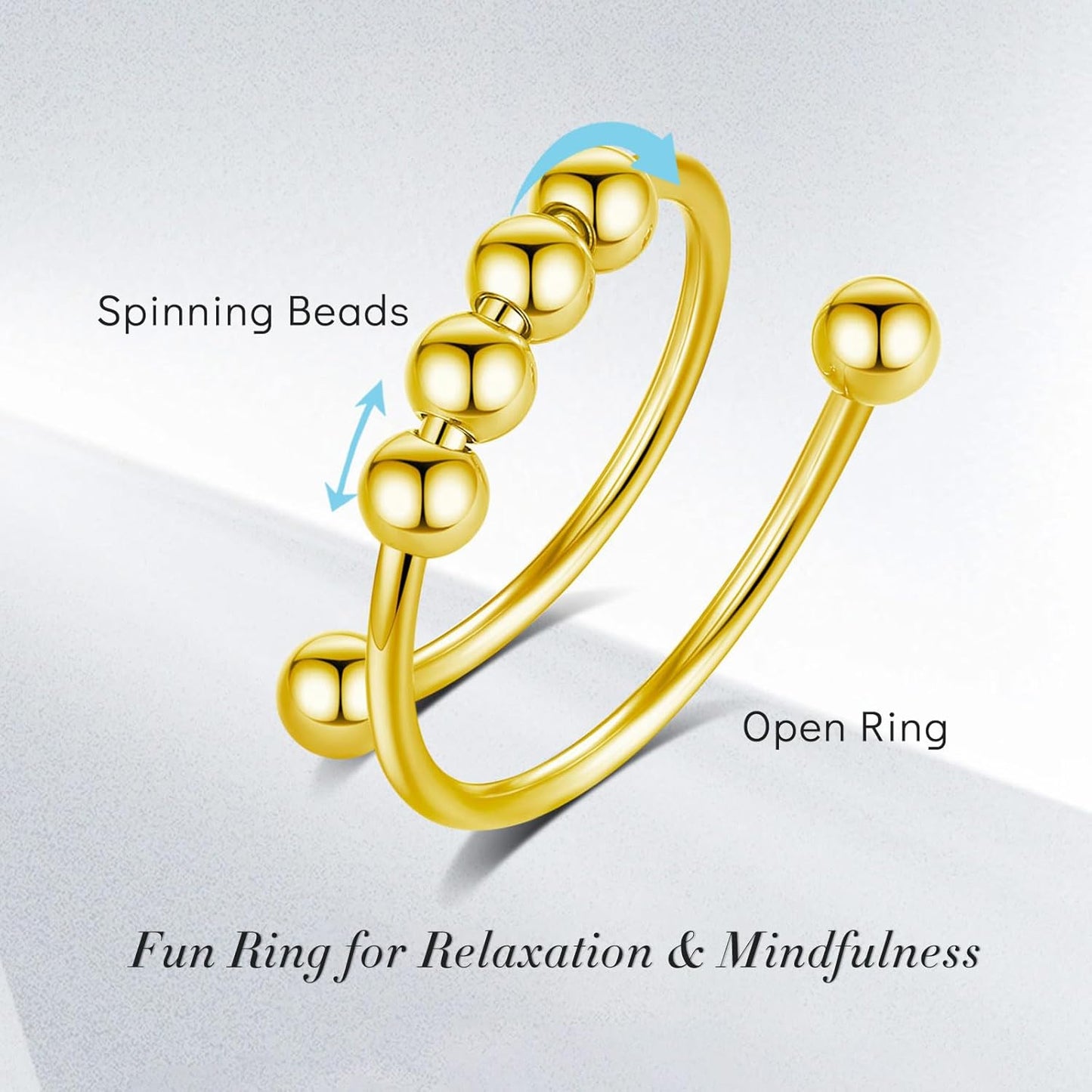 INFUSEU Funny Spinner Fidget Rings for Women Girls Anti Anxiety Stress Worry, Adjustable Size