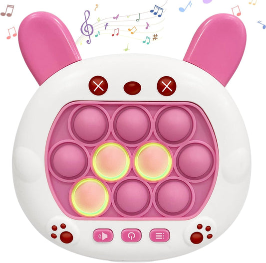 Pop Quick Push Game Console Fidget Toys Light Up Handheld Puzzle Press Popping Toy for Kids Adult Cute Rabbit