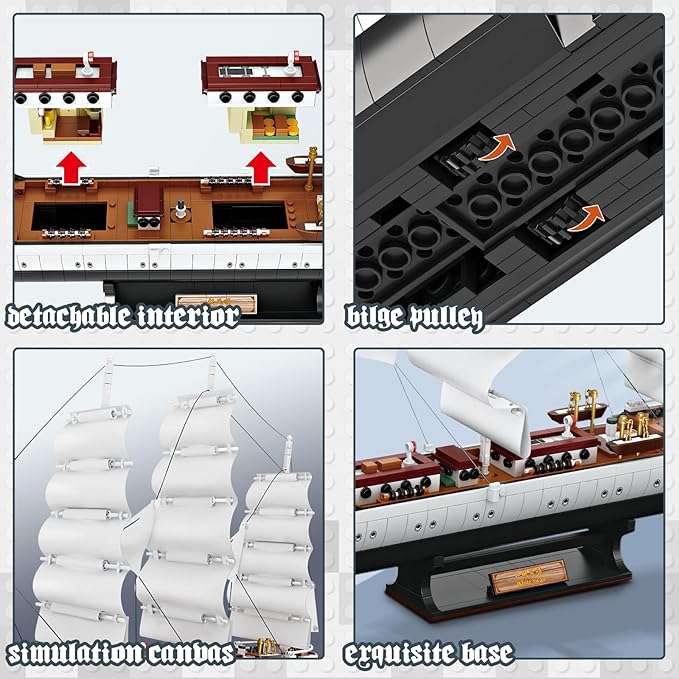 JMBricklayer Ship Building Toy - Building Sets for Adult 40104, White Swan Model Ship Attractive Showroom Decoration, Pirate Ship & Nautical Adventure Experience Construction Toys