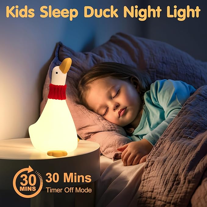 LED Duck Night Light for Baby Nursery, Toddler Fun Dream Duck Light Silicone Squishy Lamp, Rechargeable Bedside Touch Lamp, Christmas Gifts, Room/House Decor for Kids