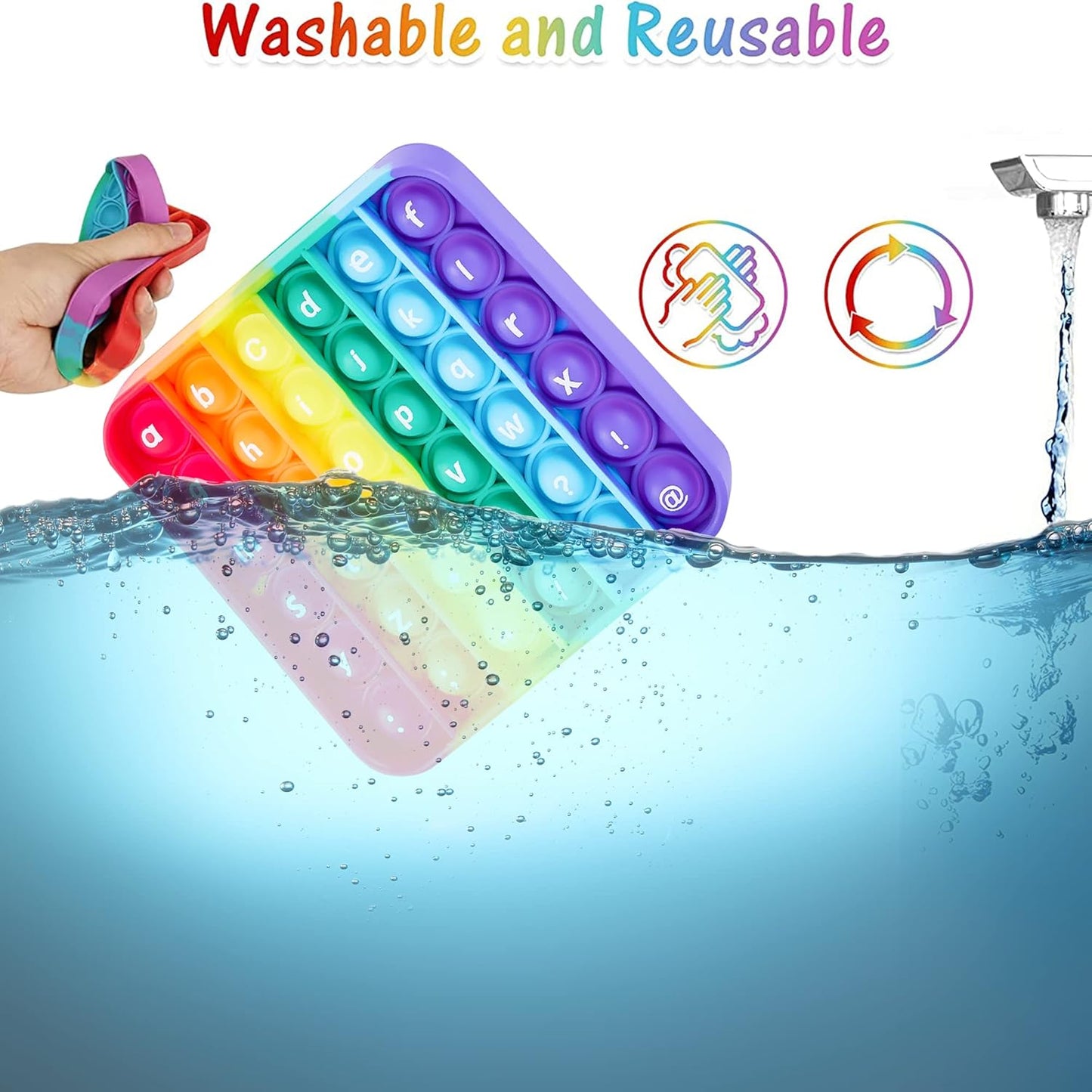 Alphabet Pop Fidget Toys Square ABC Letters Pop Bubble Toy Silicone Sensory Lowercase Uppercase Number Pop for Toddlers & Schools (5x5inch, Number)