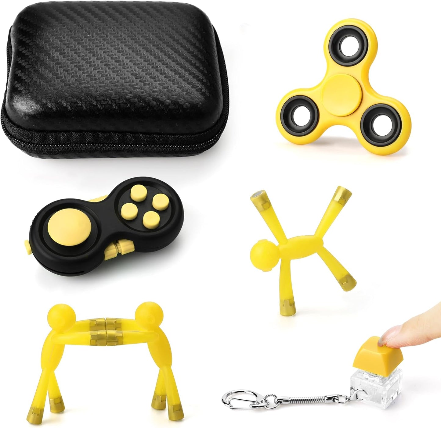 Fidget Toys for Kids 8-12, Easter Egg Fillers, Desk Fidgets for Adults, Prize Box Toys for Kids Classroom, Goodie Bag Stuffers (Yellow)