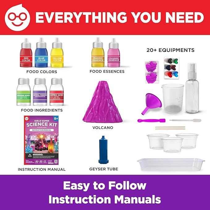 Doctor Jupiter Girls' Super Science Kit for Ages 8-12 | Chemistry Set, STEM Toy Kit with 100+ Experiments | Birthday Gift Ideas for Girls 8,9,10+ Years Old | Learning & Educational Projects
