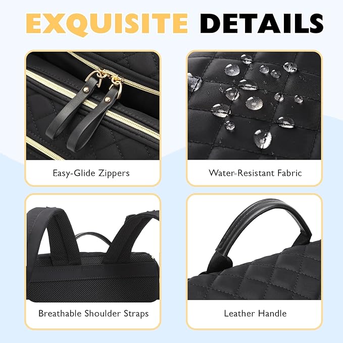 Large Capacity Diaper Bag Backpack with Stroller Buckle, Water-Resistant Travel Baby Bag with Insulated Pockets (Classic, Black-gold)