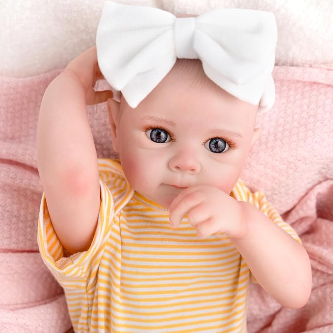 Jirachi Lifelike Reborn Baby Dolls, Real Life Full Body Newborn Baby Girl, 18 Inch Realistic Reborn Baby with Accessories for Girls Yellow