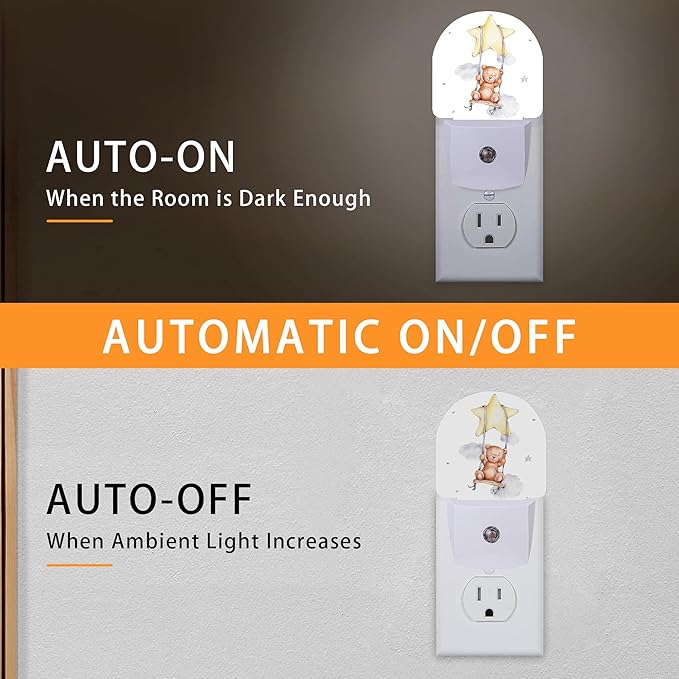 Teddy Bear Night Light,Cute Night Lights Plug into Wall with Dusk to Dawn Sensor,Lamp for Bedroom Bathroom Hallway Nightlight for Women Girls