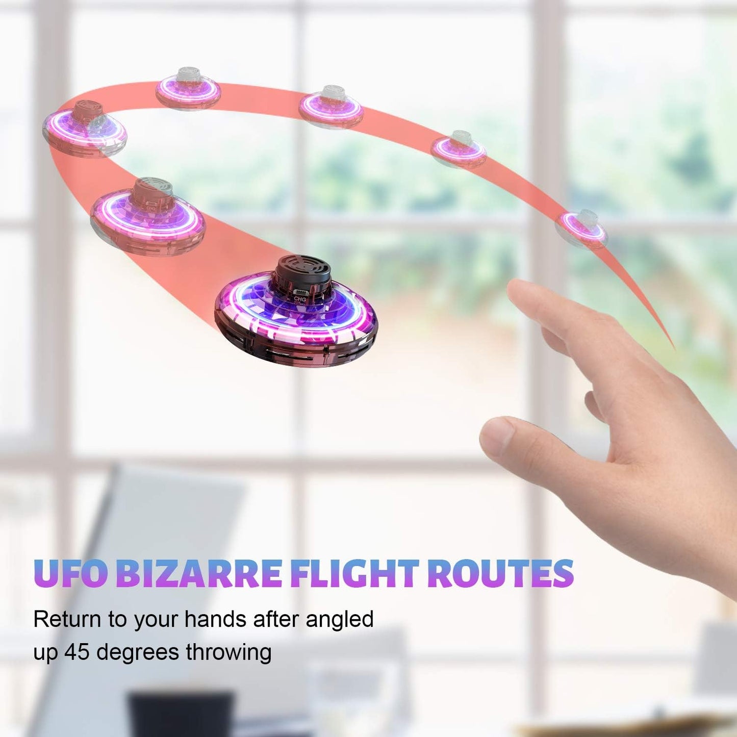 Hand Operated Mini Drones, Fidget Flying Spinner with Lights, UFO Drone Flying Toys, Cool Stuff Gadgets Christmas Birthday Gifts for Boys Girls Teens 8 9 10 11+