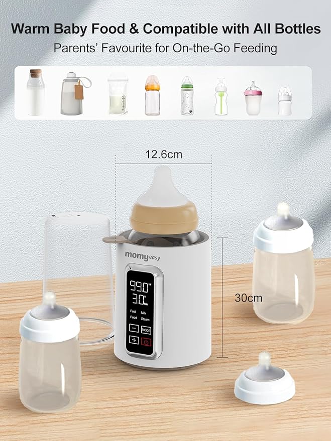 MOMYEASY Fast 2-Minute Baby Bottle Warmer - Steam Heating for Breastmilk & Formula, Fits All Bottles, Precise Temp Control with Timer, Auto Shut-Off