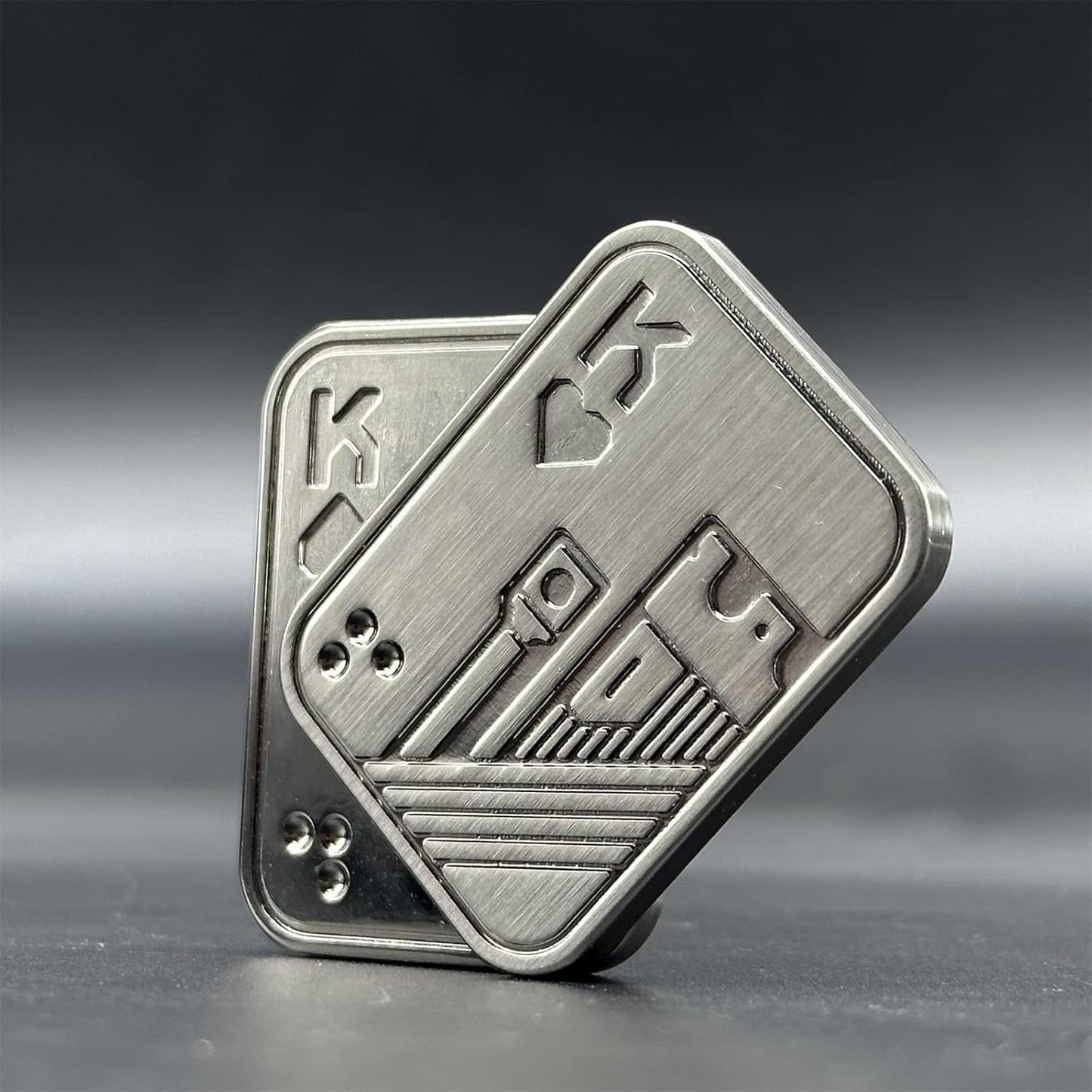 Metal Poker Fidget Slider EDC Adult Fidget Toys ADHD Tool Anxiety Stress Relief Toys Office Desk Toys Gifts for Boyfriend and Father (Silver Skull)