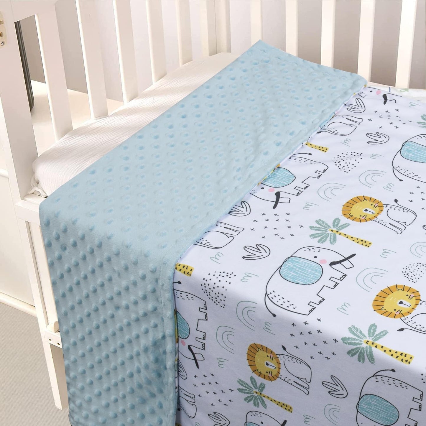 Baby Blanket for Boys Girls Soft Minky with Double Layer Dotted Backing, Cartoon Printed 30 x 40 Inch Receiving Blanket (Elephant)