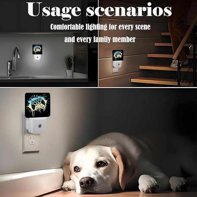 I'm A Gamer Night Light,Plug Into Wall with Dusk to Dawn Light Sensors, Warm Nightlights for Bedroom, Bathroom, Hallway, Kitchen, Gifts Ideal for Boys Girls Women Men