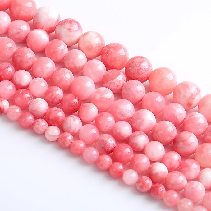 12MM 32PCS Pink Persian Jade Spacer Loose Beads for Jewelry Making DIY Bracelet Necklace