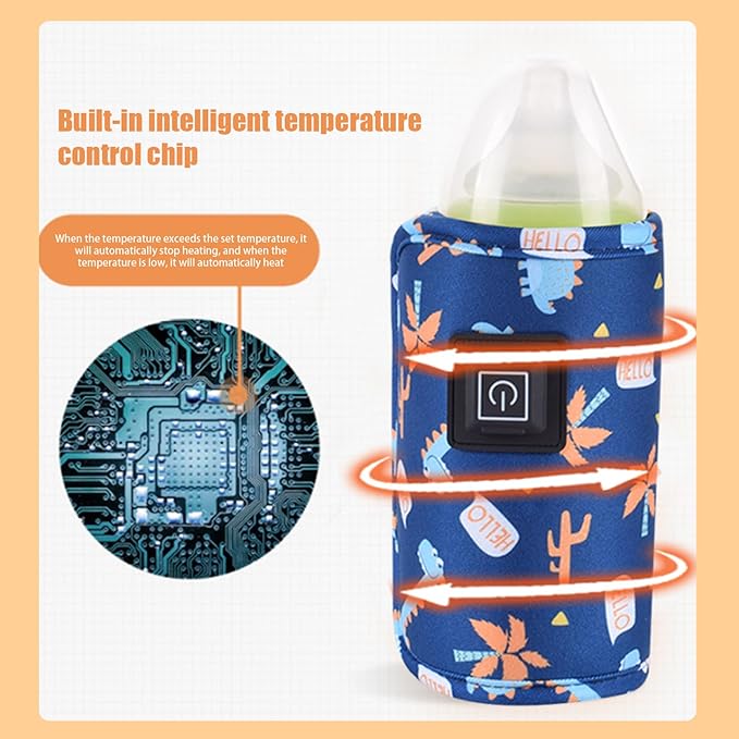 Baby Milk Warmer, USB Portable Bottle Warmer 3 Temp Adjustable Travel Bottle Warmer Sleeve Maintain Perfect Heating Thermal Insulation Baby Bottle Warmer