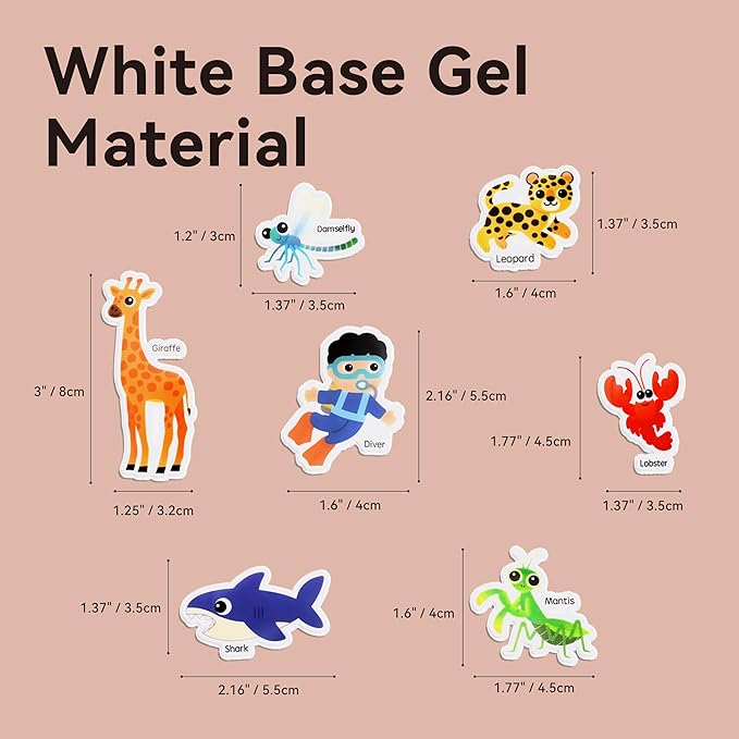 106 PCS Ocean/Animals/Insects Jelly Stickers - Thick, Removable Animal Window Clings for Toddlers. Great for Home, Classroom, Nursery Decor and Toddler Animal Party Supplies