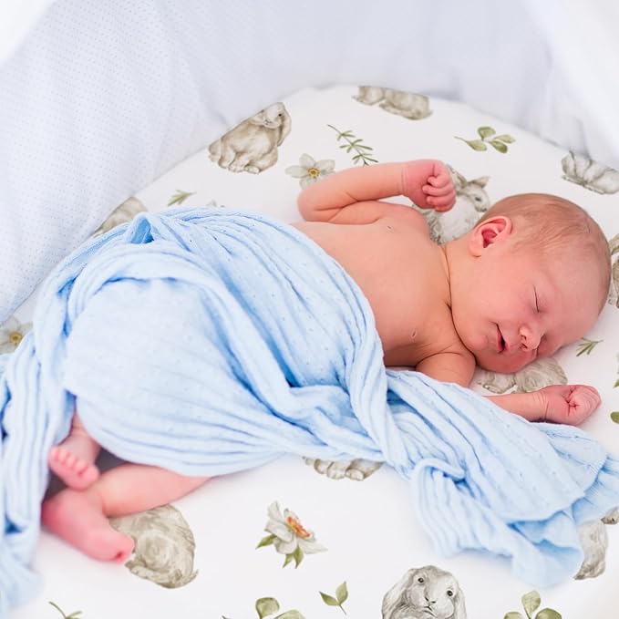 Bassinet Sheets 4 Pack, Bassinet Sheets for Baby Boy and Girl, Bassinet Sheet Neutral, Fit for Rectangle, Round, Oval, Hourglass Mattress, Flexible for Different Bassinet Pad/Mattress