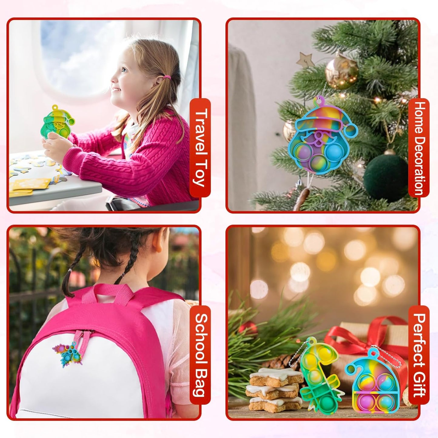 24 Pack Christmas Mini Pop Fidget Toy Pack for Kids Girls Boys Toddlers Christmas Stocking Stuffers Party Favors Gifts Stress Relief