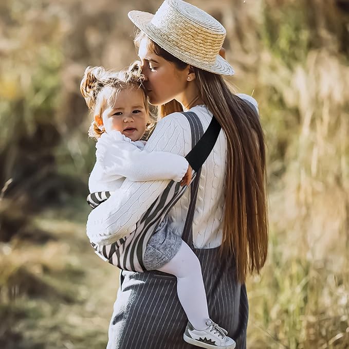 Baby Sling Shoulder Carrier,Ultimate Comfort Side Baby Carrier for Newborn to Toddler/Infants (7lbs-44lbs) (Zebra-Stripe)