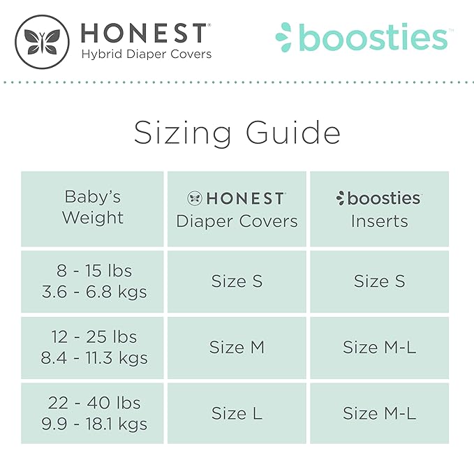 Honest Hybrid Cloth Diaper Covers with Pocket-Sling, Medium (12-25 Pound), Stops Nighttime Leaks, Use with Boosties Disposable or Reusable Insert, 3 Pack of Cotton Muslin Covers