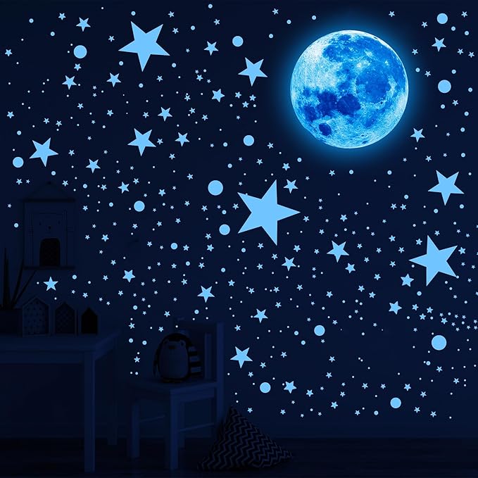 492Pcs Glow in The Dark Stars for Ceiling Glow in The Dark Moon and Space Wall Decals Glowing Galaxy Universe Planet Wall Stickers Ceiling Stars Glow in Dark Kids Boys Bedroom Living Room Decor