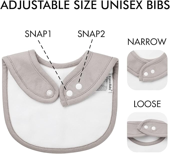 10 Pack Cotton Snap Bibs for Baby Boy Girl, Super Soft Drool Bibs for Teething and Feeding