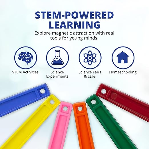 United Scientific™ STEM Magnetic Wands - Magnet Wand for Magnets Science Experiments, Science Games, STEM Activities for Classroom, Homeschool Supplies - Magnetic Wand, 6 Pieces
