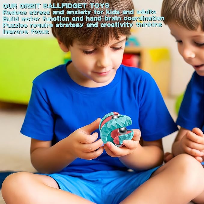 6 Pack Orbit Ball Toy, Fidget Cubes Top Spinning Toy, Great Party Favor Gifts & Creative Decompress Toys, Puzzle Games as Stress Relief Gifts for ADHD Kids Children's Day Gifts