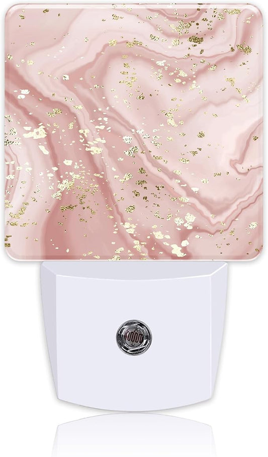 Plug in Night Lights Gold Splatter Texture Liquid Marble Nightlight Plug Into Wall Dusk to Dawn Sensor LED Night Light for Kid Girls Boys Room Decor,Hallway,Kitchen,Bathroom,Nursery,Stairs