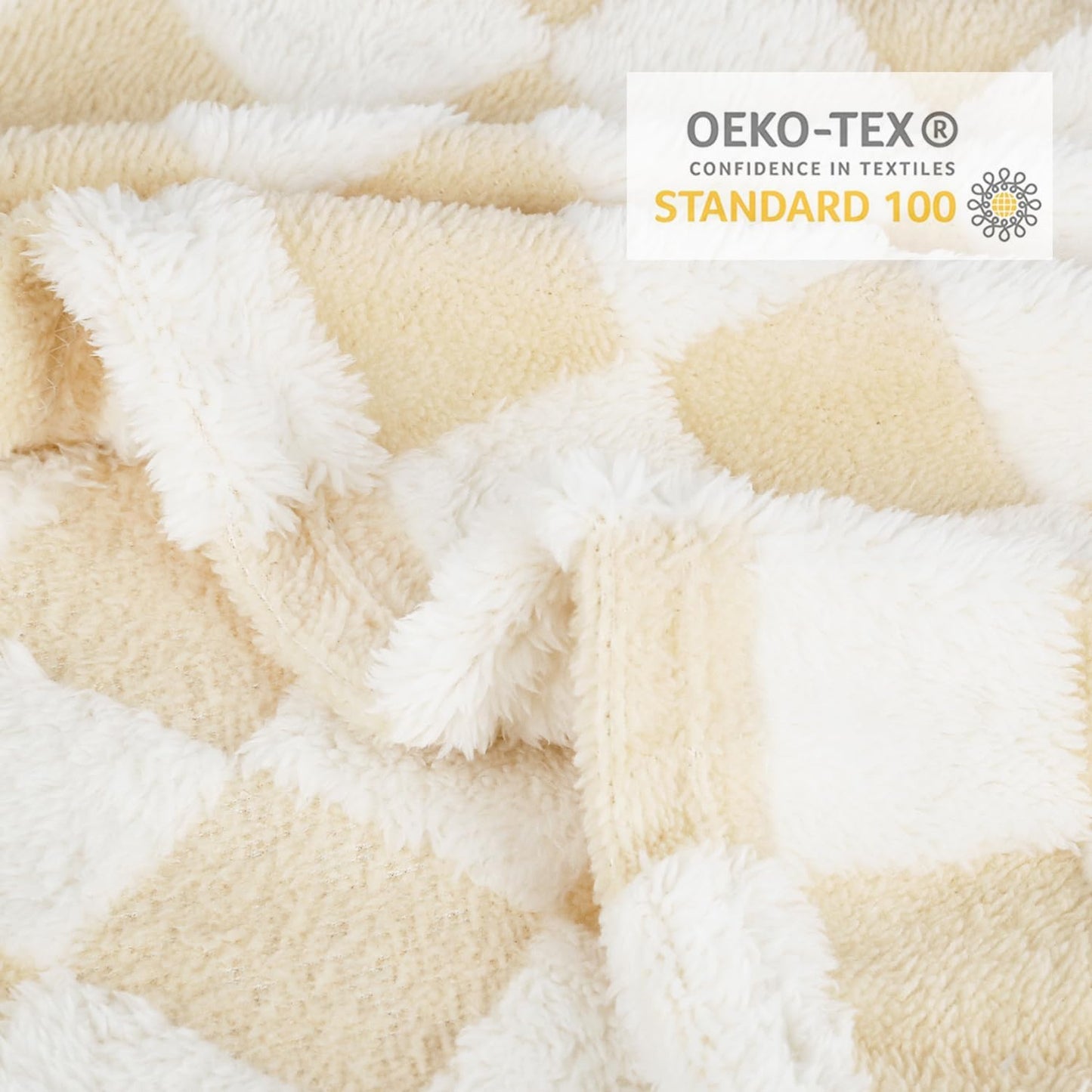 HOMRITAR Baby Blanket for Unisex Soft Cozy Reversible Checkerboard Toddler Blankets, Fluffy Fuzzy Plush Lightweight Bed Blanket with Chessboard Grid Design 350GSM Khaki 30 x 40 Inch