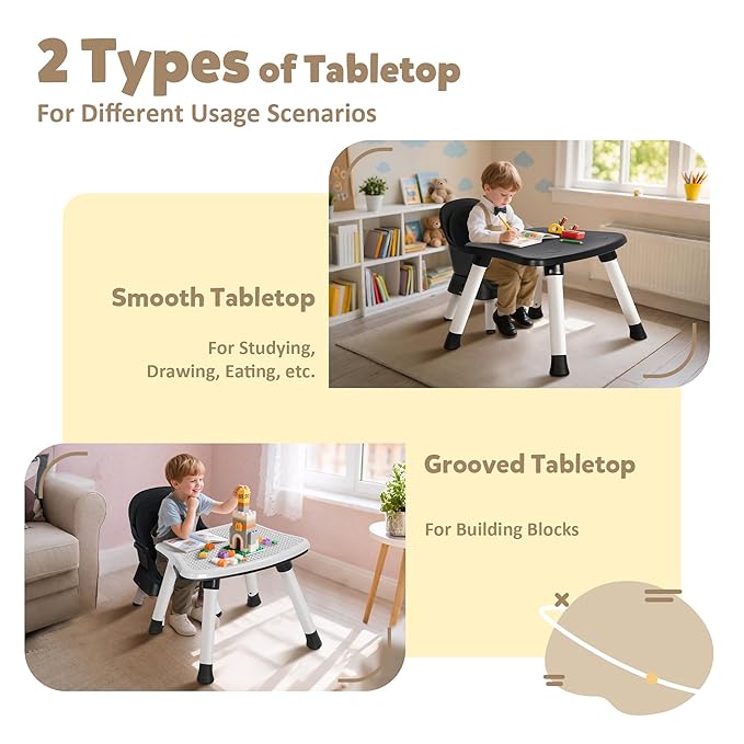 Baby High Chair, 8 in 1 Convertible Highchairs for Babies and Toddlers, Children Dining Booster Seat/Kids Building Block Table for Girls Boys, Baby Seat with Removable Tray, Black