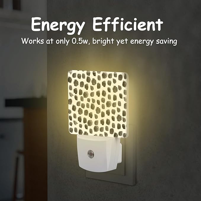 Plug Night Light,Black Polka Dots Night Light Lamp Auto Sensor Energy Efficient Dusk to Dawn Lights for Girls Boys Women Room Decor,Hallway,Kitchen,Bathroom,Nursery,Stairs