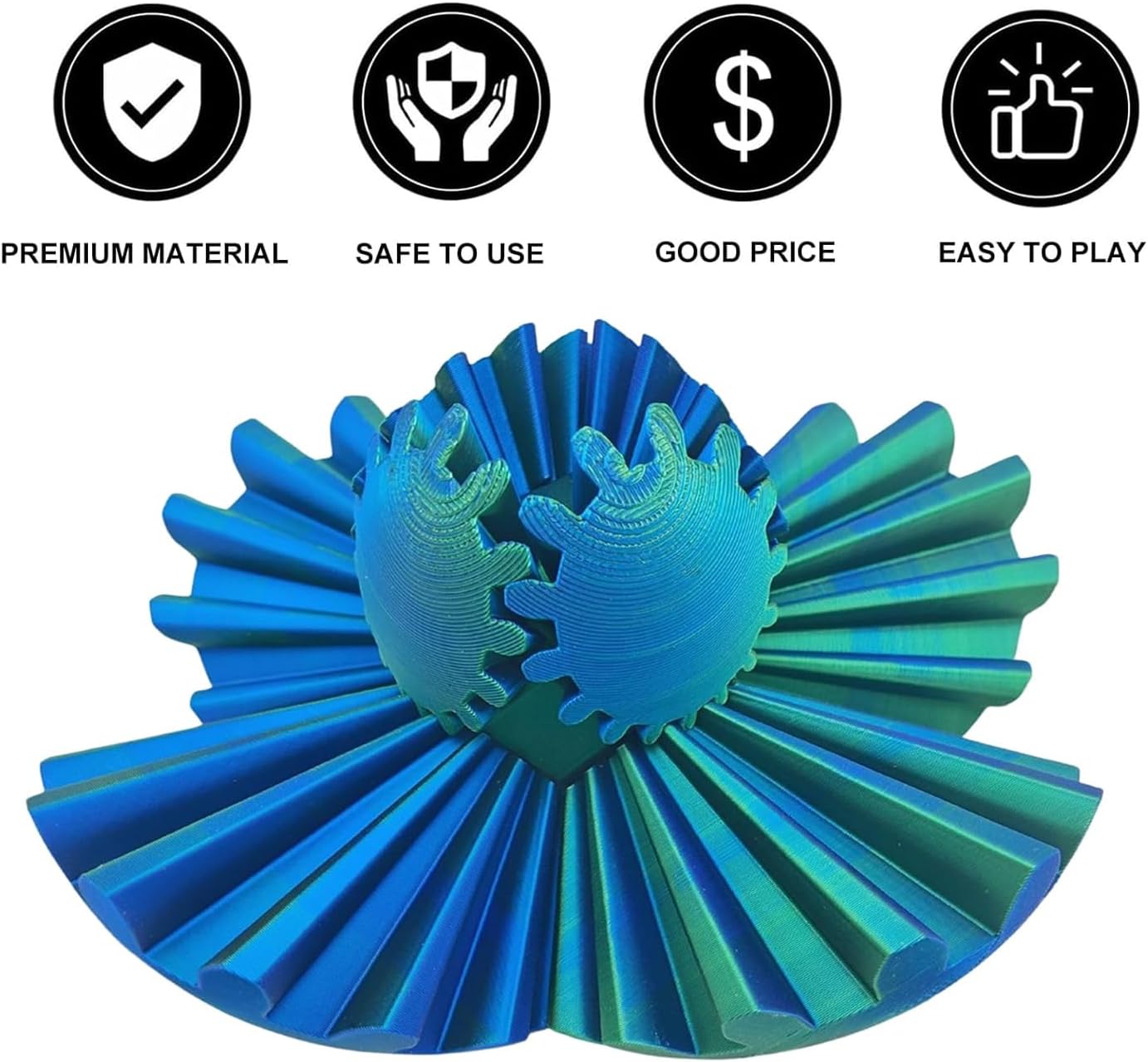 Gear Ball, 3D Printed Gear Ball, 2024 New Gear Ball, Gear Ball Fidget Toy, Activity Gear Ball for Adults, Relaxing Fidget Toy (Green)