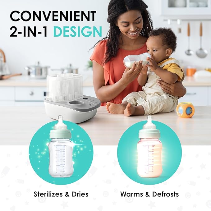 Lil' Jumbl Baby Bottle Sterilizer and Dryer Premium, Removes 99,9% of Bacteria, Chemicals Free, Capacity 6 Bottles, Teats, Accessories, Modular Space Saving Design