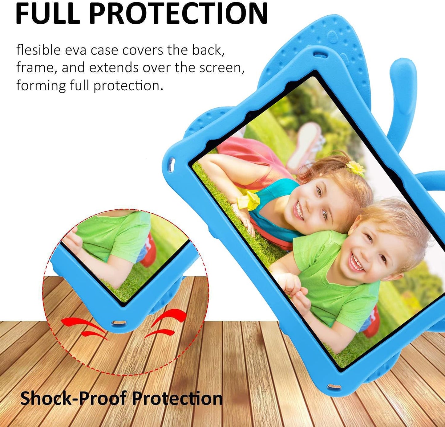 Fire HD 10 Kids Tablet 11th Gen 2021 2023 Case 10.1 Cute Butterfly Kids Pro Case with Stand Light Weight EVA Rugged Shockproof Heavy Duty Kids Friendly Full Cover for Kids Girls (Blue)