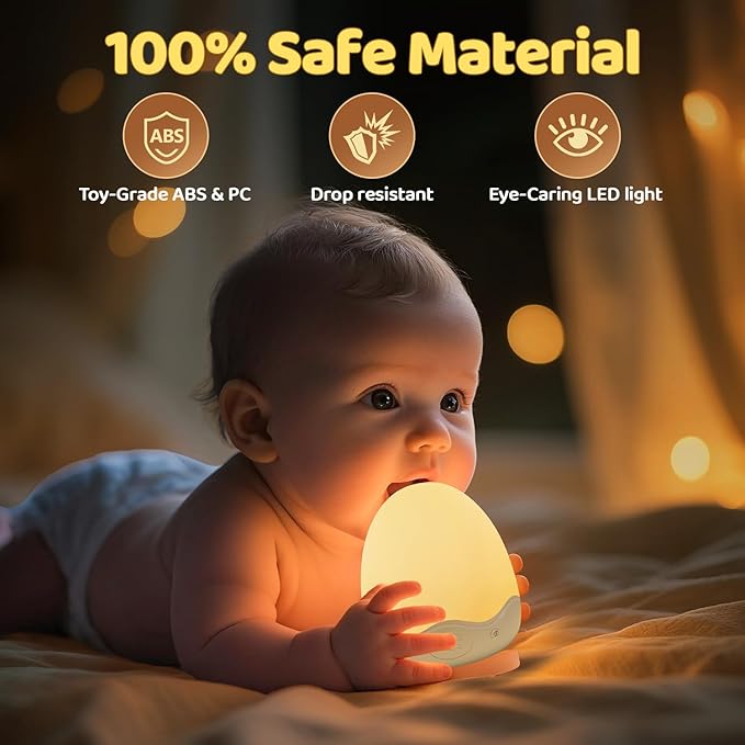 Baby Night Light for Kids,10 Brightness+10 Colors Egg Light for Nursery, Touch+Remote+3600mAh Rechargeable Egg Night Light for Baby Nursery,Warm Light for Breastfeeding 1h Timer&Portable,Newborn Gifts