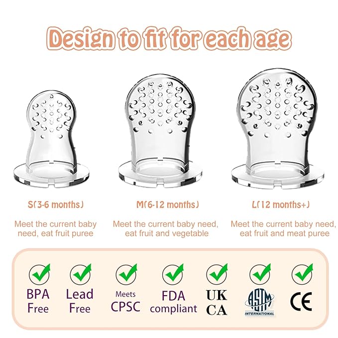 Baby Fruit Food Feeder - Silicone Nibble Tray Combo - Breastmilk Popsicle Mold for Cooling Relief, BPA Free Mesh Feeder for Infant Self Feeding (Monkey Orange + Pineapple)