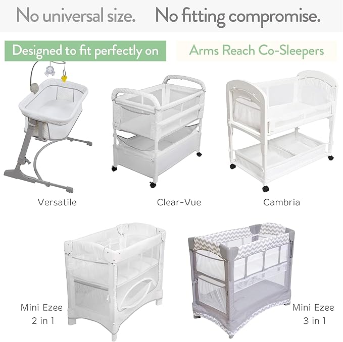 Bassinet Fitted Sheets Compatible with Arms Reach Cosleeper Versatile, Clear-Vue, Cambria and Mini– Snuggly Soft 100% Jersey Cotton – Light + Dark Grey – 2 Pack – Not for Ideal Ezee