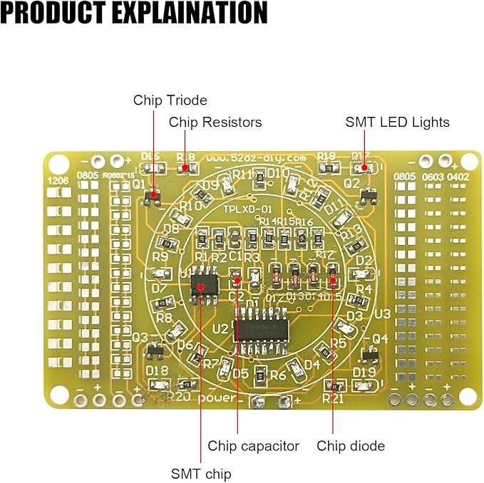 SMT Soldering Practice Board Kit DIY Welding Practice Kit DIY Electronic Kit for STEM Beginners School Education (Yellow)