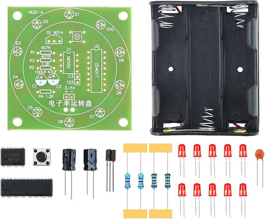 Soldering Practice Kit Electronic Lucky Wheel DIY Soldering Kit - Fun Probability Game & STEM Learning Tool (Includes LEDs/9014 Transistor/Capacitors & Resistors) for Beginners & Science Class