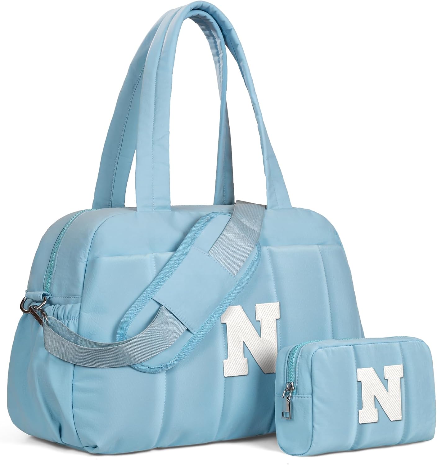 Duffle Bag, Weekender Bags for Girl，Gifts for Teen Girls 16-18-Initial Overnight Bag with Wet Pocket，Lightweight Dance Bags Personalized Gymnastics bag with Makeup Pouch