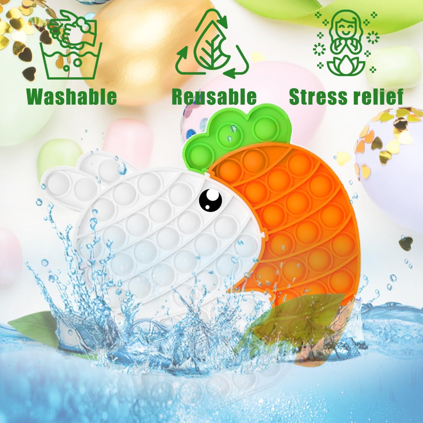 Bunny Carrot Pop Bubble Fidget Sensory Toys,Puzzle Popper Toy Pack,Great Gifts for Kids Boys and Girls 3 4 5 6 7 8 9 Year Old Birthday Party,Christmas,Stocking Easter Basket Stuffers(White)