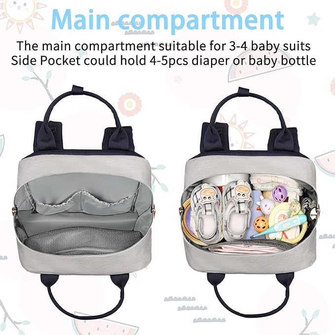 Diaper Bag Backpack, Baby Boy Diaper Bag, Unisex Large Baby Bag for Mom, Waterproof Baby Essentials Travel Diaper Backpack with Insulated Pockets and Stroller Straps
