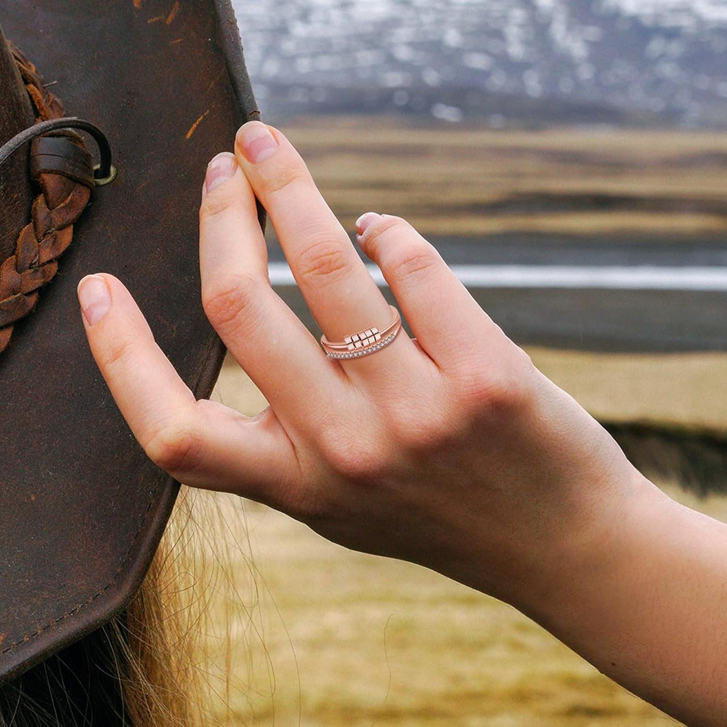 INFUSEU Funny Spinner Fidget Rings for Women Girls Anti Anxiety Stress Worry, Adjustable Size