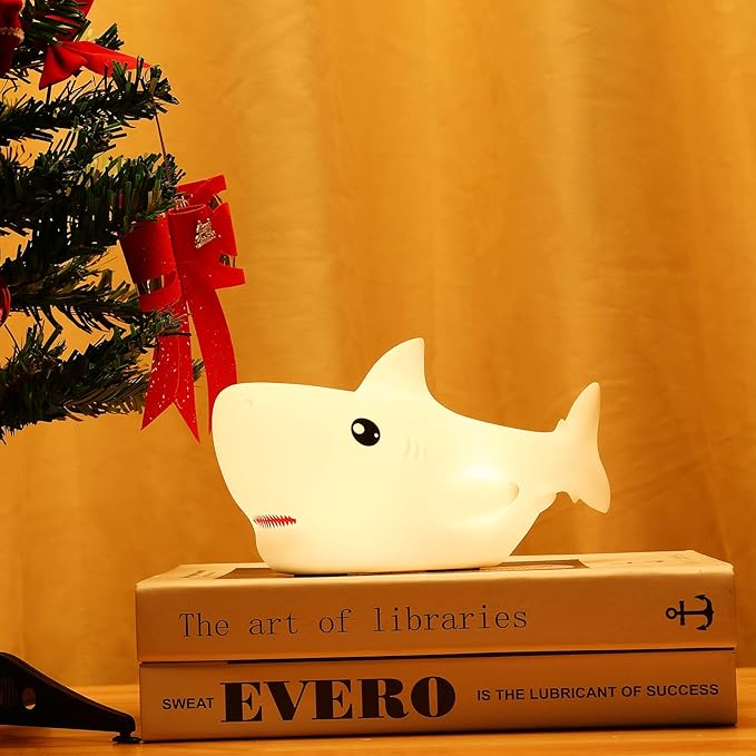Tremdwoto Night Light for Kids, 7 Colors Shark Night Light Rechargeable Squishy Silicone LED Nightlight Lamp as Birthday Christmas Gifts for Baby Boys Children Toddlers Tween Girls Nursery
