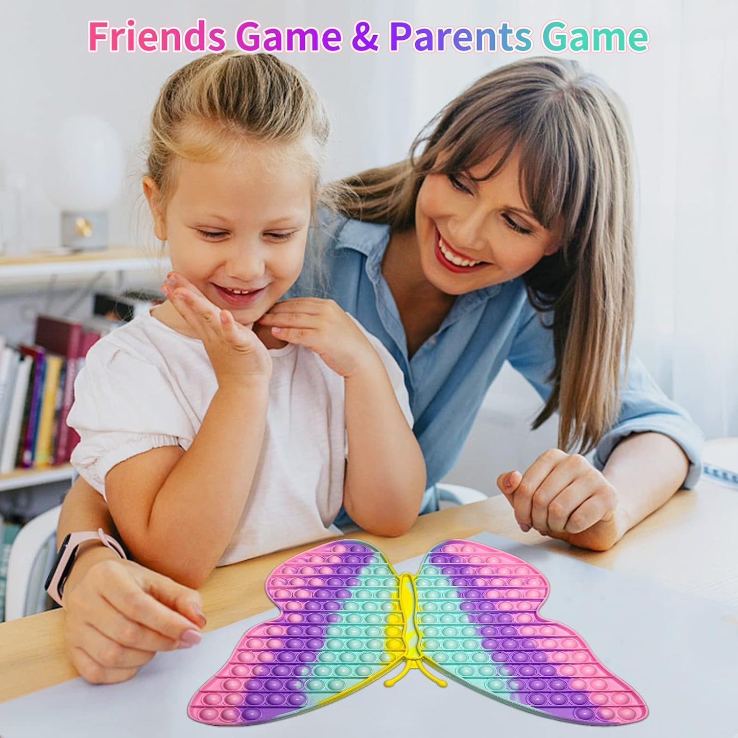 Jumbo Butterfly Pop for Teens Kids Girls, It is 15.75 Inch 162 Bubbles Extra Large Pop Fidget Toys, Giant Butterfly Toy, Huge Big Jumbo Pop Fidget Toy Stress Reliever, Women Girl Gift Christmas